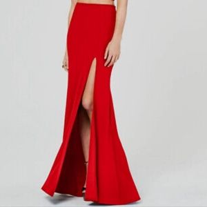 B. Darlin Red Special Occasion Front Slit Maxi Skirt Size 1/2